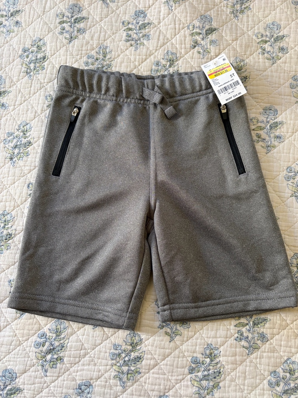 OshKosh B'gosh Grey Fleece Shorts with Black Zippers